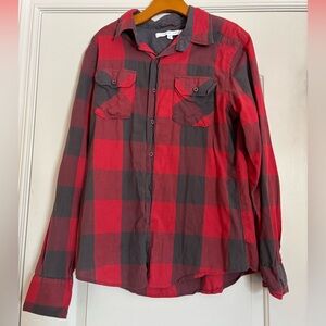 STANDARD CLOTH Red and Black Plaid Men's Shirt Size Large